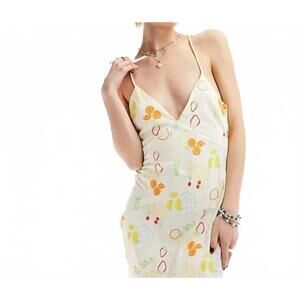 NEW GLAMOROUS midi slip dress in cream fruit print